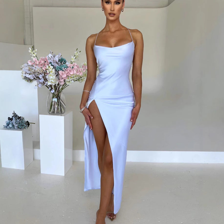 Premium Satin Lace Up Dress