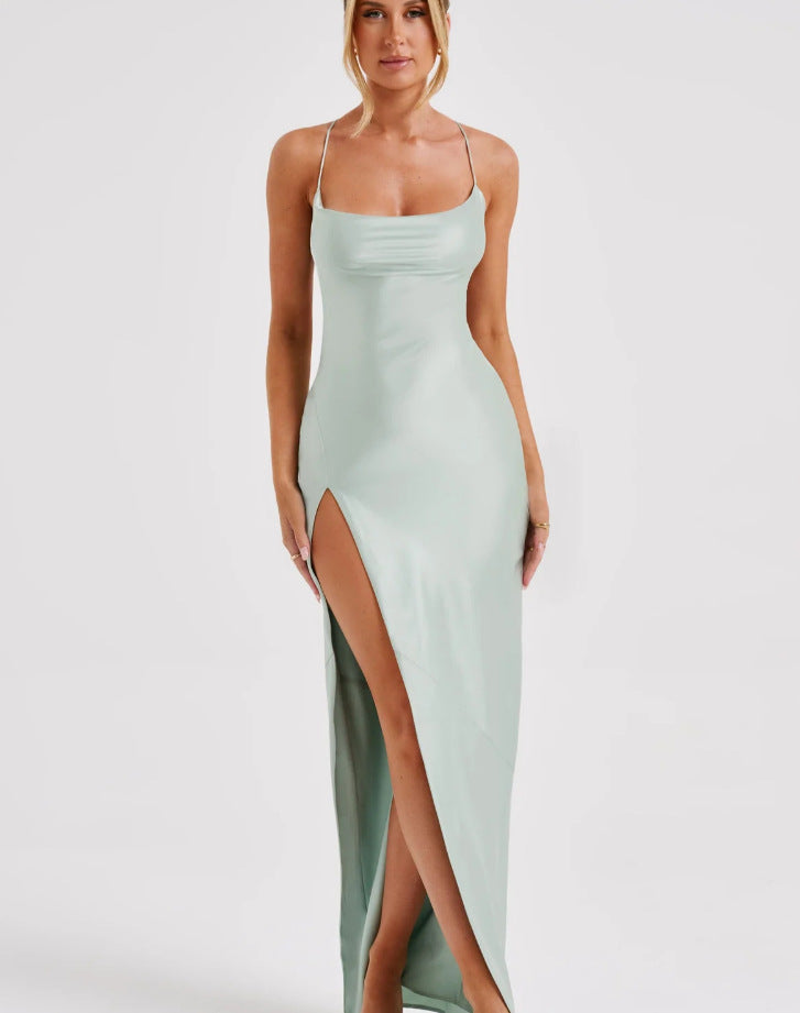 Premium Satin Lace Up Dress